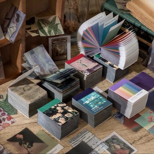 60 of 366 stuks, mini vintage velijnpapier, kunst, Morandi, INS, Ephemera, plakboek, collage, knutselen, junkjournaal, dagboekbenodigdheden, planner