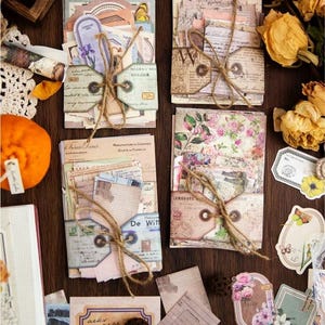 100 peças, itens de papel vintage, enfeite de fundo, álbum de recortes, colagem, artesanato, diário de sucata, suprimentos para diário, pacote de papel, PP24