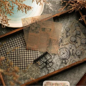 12 szt. Vintage Vellum Sticker Square Sheets, Wonderland, Papierowe Ephemera, Artykuły do dziennika, Scrapbooking, Kolaż, Rękodzieło, Dziennik śmieci, JD5