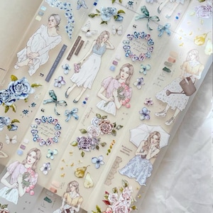 Muster/Rolle, Pion Bloom PET Girl Tape, Journal Bedarf, Scrapbooking, Collage, Washi Tape, Menschen Aufkleber, Planer Aufkleber, Girl Sticker