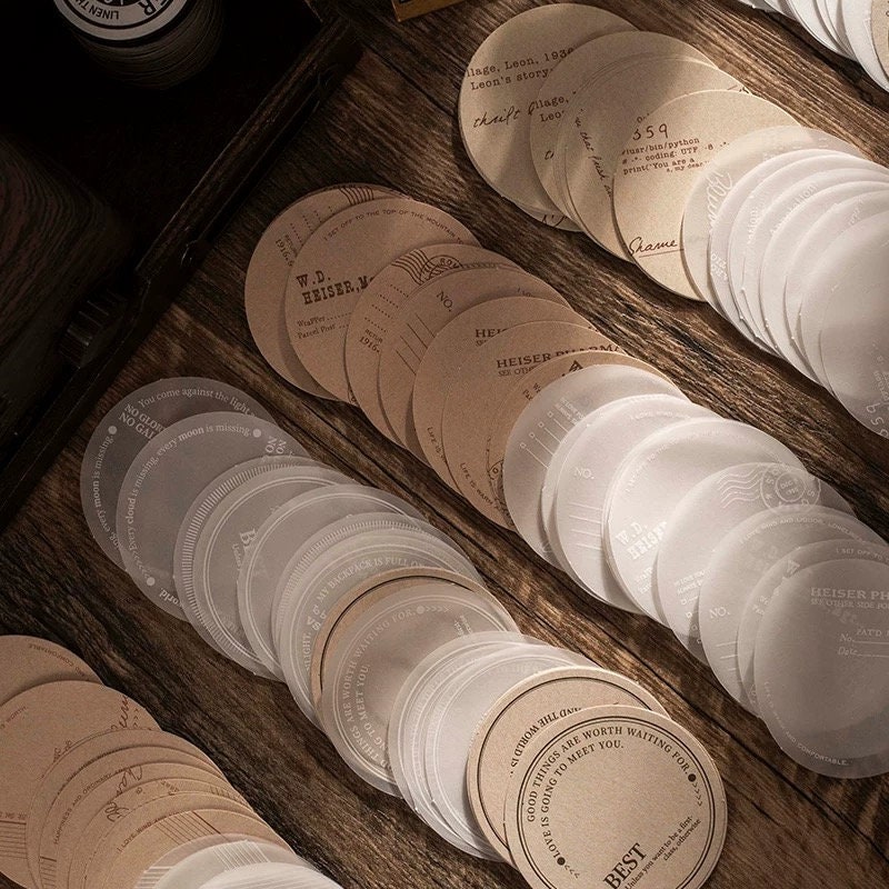 30 Sheets Circle Vellum Label Tags Memo Vintage Paper Etsy