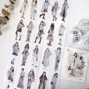 Sample/Roll, Jennyuanzi Vintage Girl Tape, Journal Supplies, Scrapbook, Collage, Junk Journal, people sticker, planner sticker, Lady Sticker