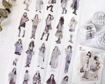 Sample/Roll, Jennyuanzi Vintage Girl Tape, Journal Supplies, Scrapbook, Collage, Junk Journal, people sticker, planner sticker, Lady Sticker