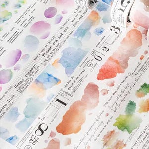 Set of 2, Watercolor Background and English Masking Tape Set, Journal Supplies, Scrapbook, Collage, Junk Journal, Embellishment, Washi,TCH18
