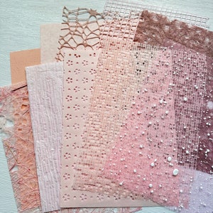 10 Sheet, Pink Texture Paper and Mesh Assorted Set, Scrapbook, Collage, Embellishment, journal supplies, Junk journal, Paper Bundle, TPS10PI