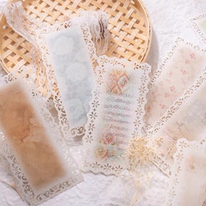 10 sheets, Retro Die cut Long Lace Paper, Journal Supplies, Scrapbook, Collage, Crafting, Vintage Ephemera, Embellishment, Junk Journal,DC10