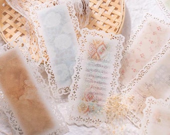 10 sheets, Retro Die cut Long Lace Paper, Journal Supplies, Scrapbook, Collage, Crafting, Vintage Ephemera, Embellishment, Junk Journal,DC10