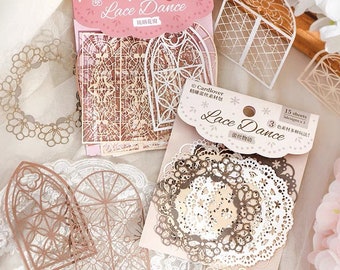 15pcs, Lace Die-cut, Window, Moon, Floral, Journal Supplies, Vintage, Ephemera, Scrapbooking, Collage, Junk Journal, Crafting, DC21