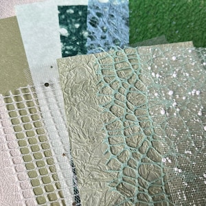 10 st, textuurpapier en gaas geassorteerde bundel, plakboek, collage, vintage ephemera, tijdschriftbenodigdheden, junkdagboek, groen, blauw, TPS10