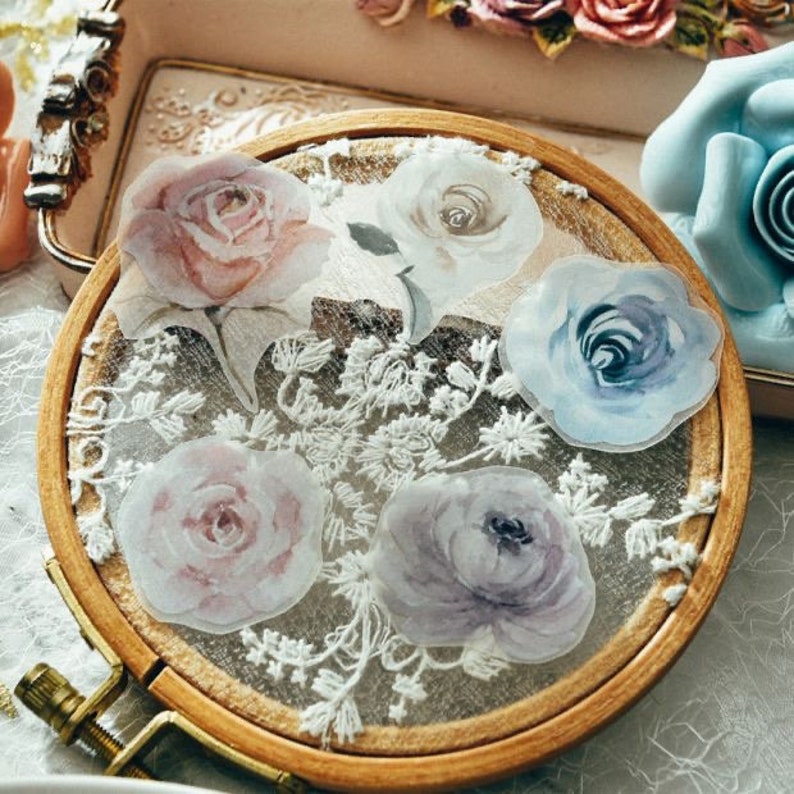 60pcs Vintage Vellum Stickers Flower Moon Quote Set Journal - Etsy