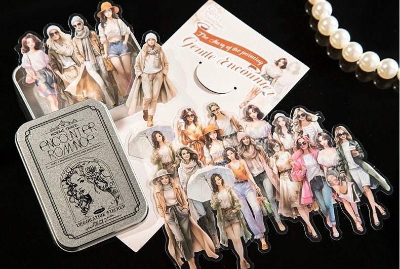 50p/Box, City Lady Sticker, Journal Supplies, Scrapbook, Collage, Washi Tape, people stickers, planner sticker, Girl Sticker, ST16
