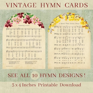 Hymns Vintage Karten 3 x 4 Inches für Christian Scrapbooking Journaling Bibel Lesezeichen & Hymnen Karten oder Tags