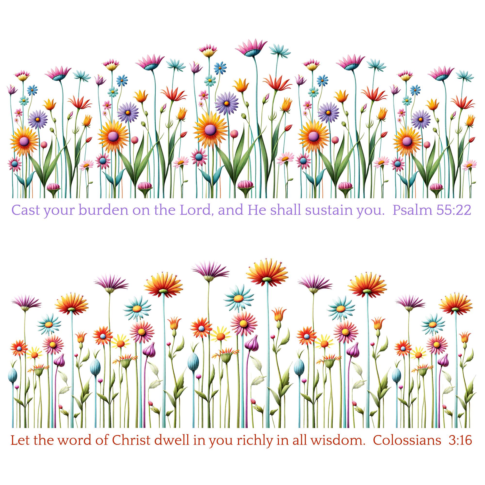Bible Verse Borders, Scripture PNG, Whimsical Flowers, Christian Craft ...