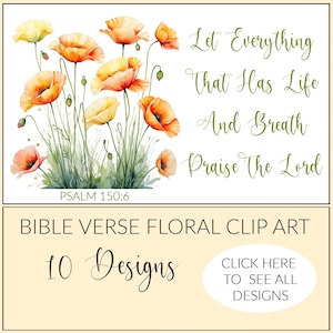 Bundle de versets bibliques Clipart floral versets bibliques inspirants cartes chrétiennes artisanat verset biblique décoration d'intérieur.