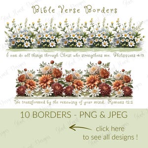 Bibel-Vers Clipart Ränder Christliche Schrift Zitate Inspirierende Blumenmuster Kartenherstellung Scrapbooking Journals