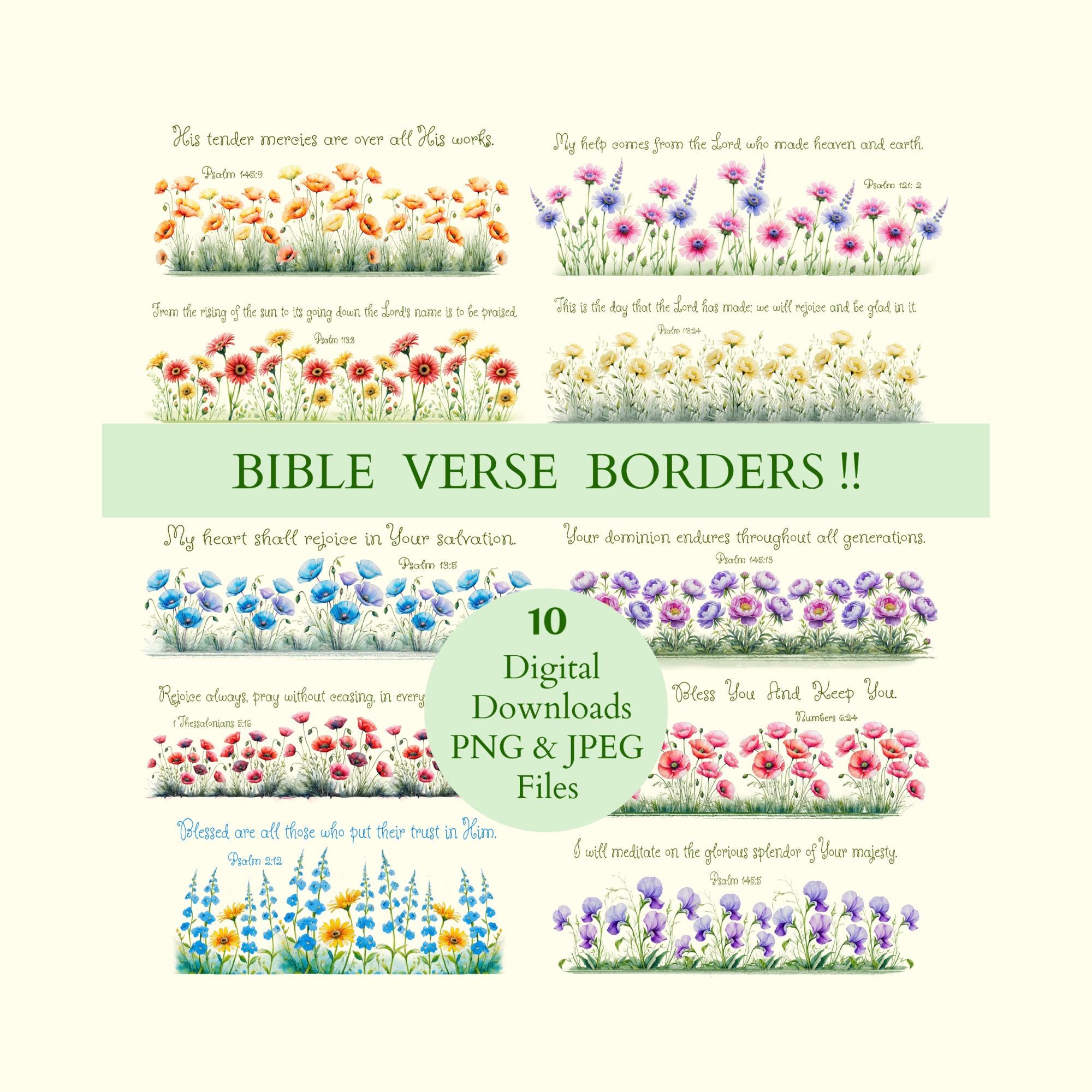 Bible Verse Borders, Christian Floral Clipart, Scripture Art, Faith ...
