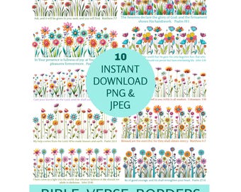 Bordes de versículos bíblicos, Escritura PNG, Flores caprichosas, Manualidades cristianas
