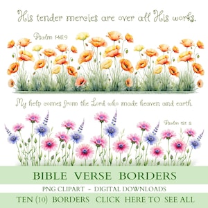 Bibel-Vers-Clipart-Bundle-Blumenrand-Schrift-Vers christliches Inspirationszitat für Schreibwaren-Sammelalbum oder Zeitschriften