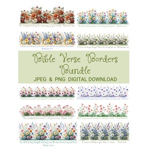Bible Verse Clipart, Scripture Borders, Inspirational Floral, Card Making PNG, Faith Scrapbooking, Inspirational journals.