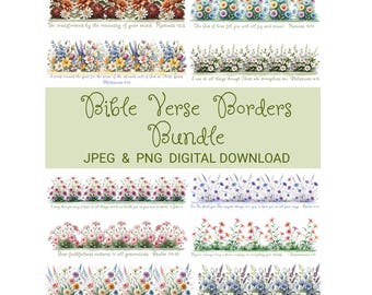 Bible Verse Clipart, Scripture Borders, Inspirational Floral, Card Making PNG, Faith Scrapbooking, Inspirational journals.