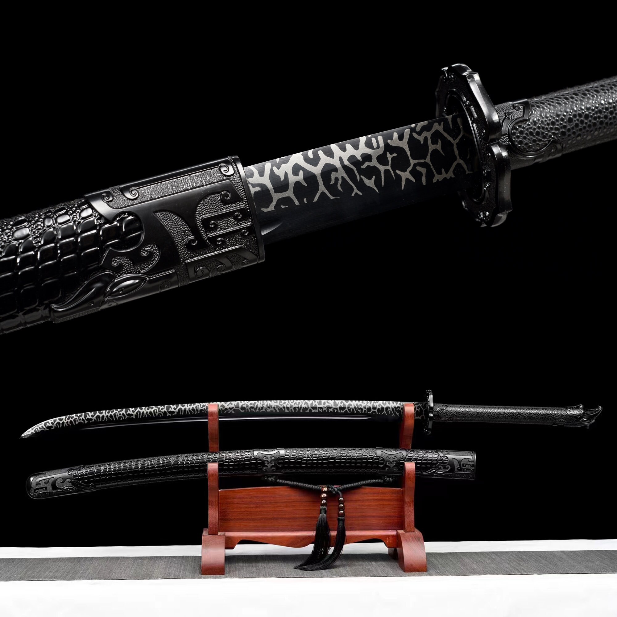 Spring Sword Embroidered Spring Sword,full Tang Samurai Sword Japanese Katana ...