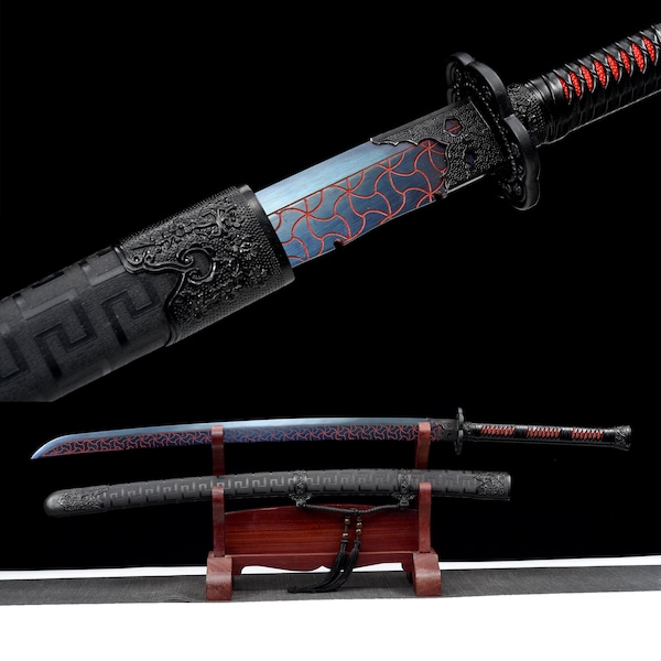 Embroidered Spring Sword,Full tang Samurai sword Japanese katana, katana Tang Sword Jingyiwei Handmade Tang Knife