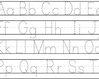 26 Alfabeto imprimible en mayúsculas y minúsculas / Hojas de trabajo de trazado de letras Preescolar-Kindergarten Escritura a mano / Práctica de la escritura a mano