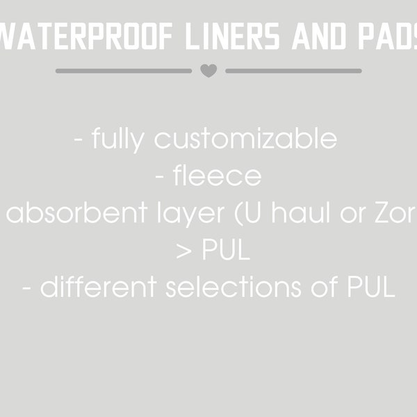 WATERPROOF liners & pee pads - PUL - plain white, plain pink or pink cherries