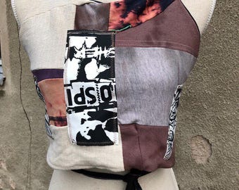 Upcycled Crop Top GR XS - L Wende Oberteil Techno Punk Psy Goa Tekno Rave Wear