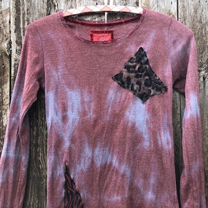 Top de manga larga reciclado, talla S, estilo batik punk psy goa tribal techno rave