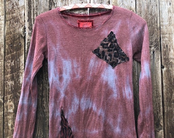 Top de manga larga reciclado, talla S, estilo batik punk psy goa tribal techno rave