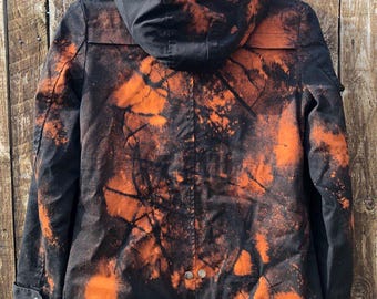 Upcycled jacket, bleached, size XS/S, Techno Punk Psy Goa Tribal Tekno Rave Wear