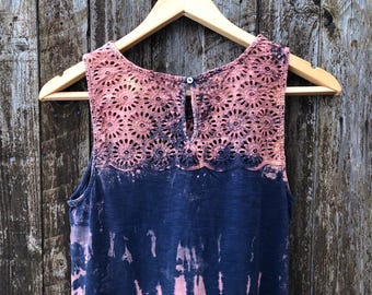 Upcycle Bluse Achselshirt Floral Tribal Boho Hippie Techno House Wear