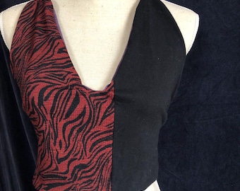 Wende Crop Top zebra Damen Oberteil BH Bralette Techno Punk Psy Goa Tekno Rave Wear