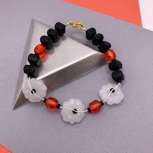 Czech Glass Bracelet - Red, Black, White