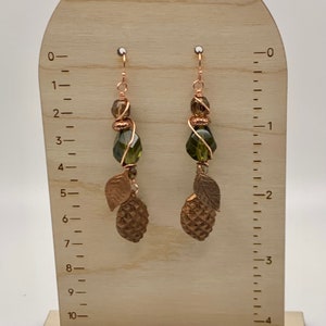 Woodland Walk Copper and Green Earrings