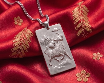 Sterling Silver Ox Lucky Envelope Pendant – Chinese Zodiac Amulet Jewelry - Lunar New Year Gift