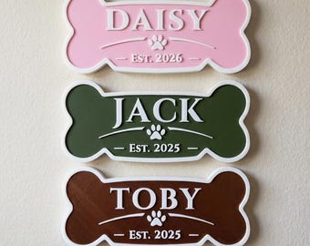 Personalized Dog Name Wall Sign, Custom 3D Raised Letter Pet Decor (Approx. 9" Wide)