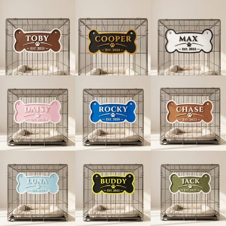 Custom 3D Printed Dog Crate Name Sign, Personalized Kennel Tag, Raised Letters Pet Plate image 6