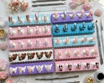 Press On Nail Display Stand Set | 2 Stands & 10 Magnetic Holders | Nail Tech Accessory | Nail Photography Prop