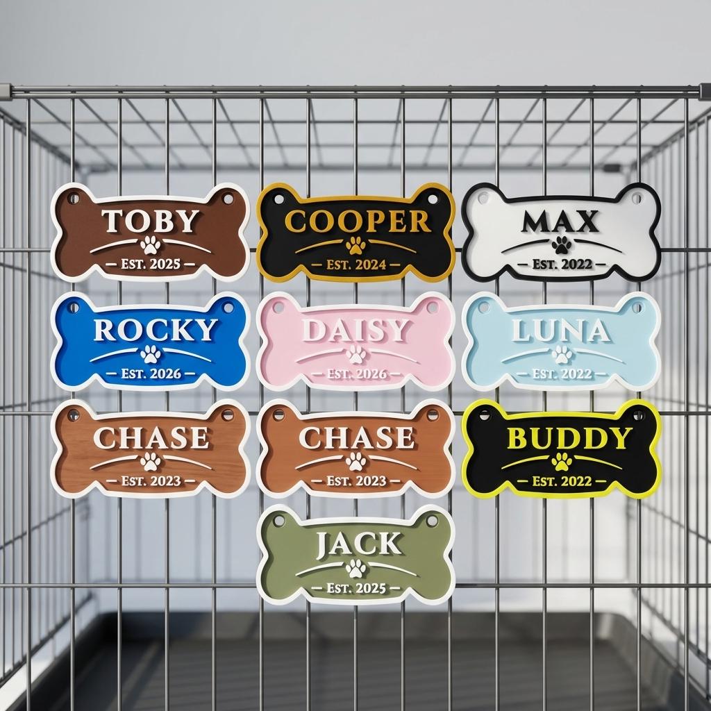 Custom 3D Printed Dog Crate Name Sign, Personalized Kennel Tag, Raised ...