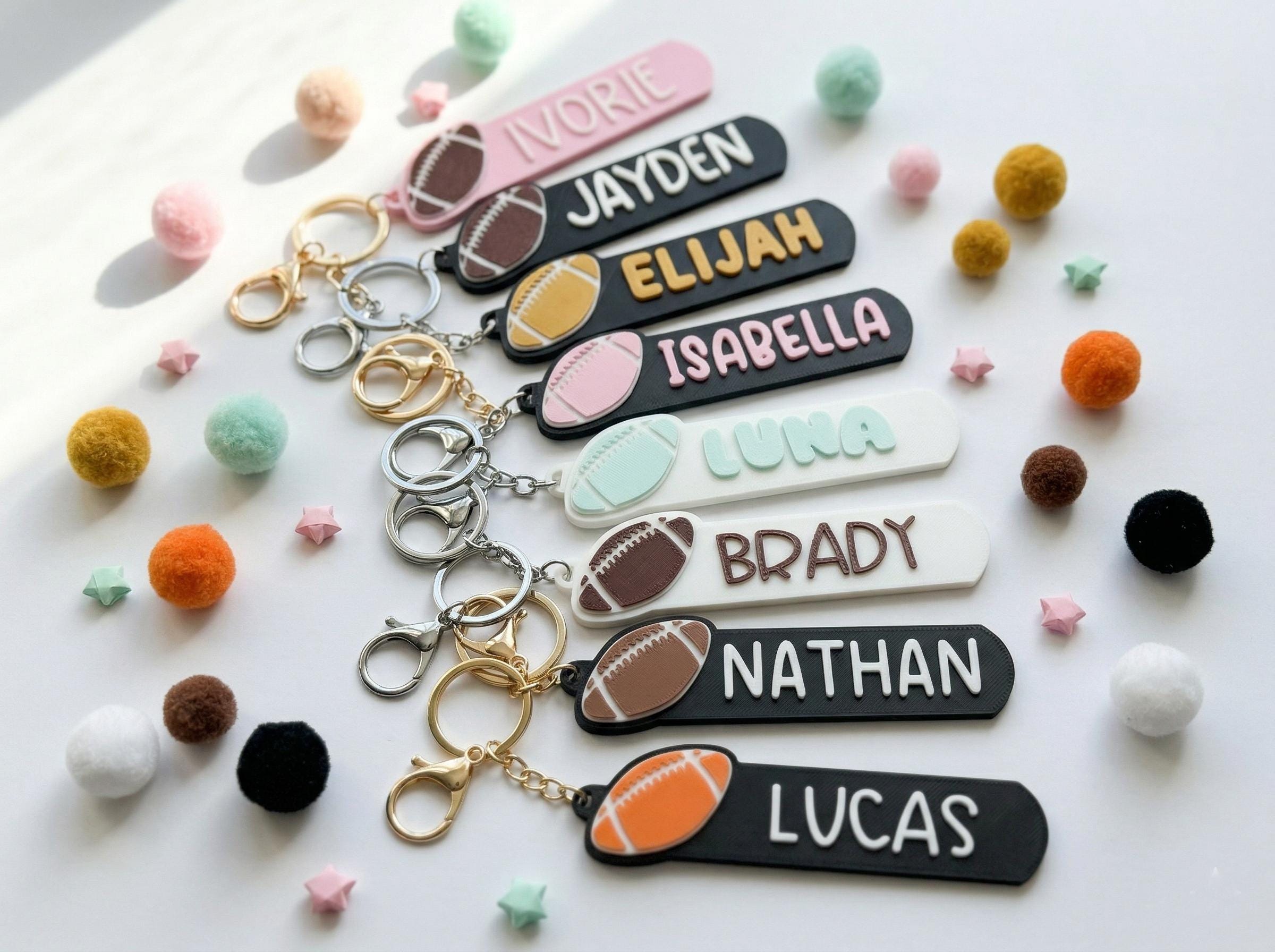 Sports Name Key Personalized Sports Name Keychain, Custom 3D Printed Backpack Tag ...