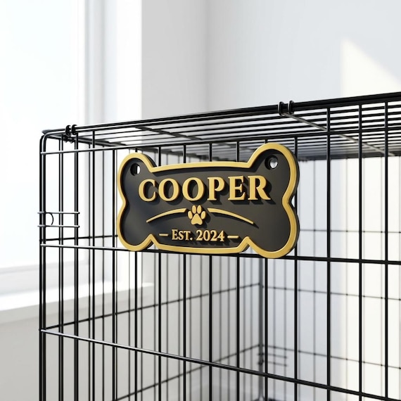 Custom 3D Printed Dog Crate Name Sign, Personalized Kennel Tag, Raised Letters Pet Plate