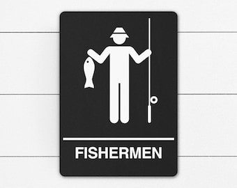 Letrero de pescadores, Impresión de arte en metal, Letrero de baño divertido, Pared de cabaña, Pesca divertida, Regalo de papá, Decoración de pared de cabaña, Letrero de la casa del lago, Regalo de pescador