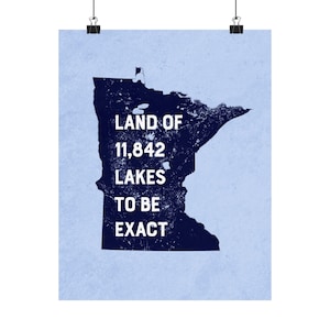Minnesota Lakes Map Print, Land of 10000 Lakes Print, Lake Poster, Lake House Decor, Cabin Gift, Lake Life, Cabin Wall Decor, Minnesota Art