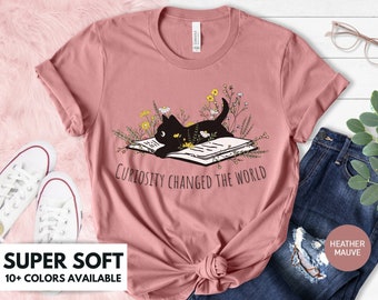Cat Book Shirt For Women - Cat And Book Lover T Shirt For Mother's Day Gift - Cute Book Lover T-Shirt Gift from Kids, Reading Teacher Tshirt