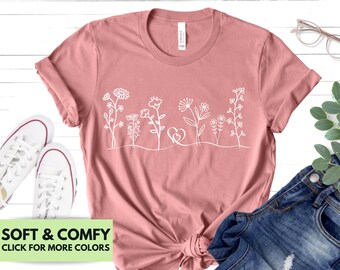 Wildflower Shirt Gift for Mother's Day - Tshirt Gift for Her for Birthday - T Shirt Gift From Kids for Mom - Cute Flower Tee for Mama