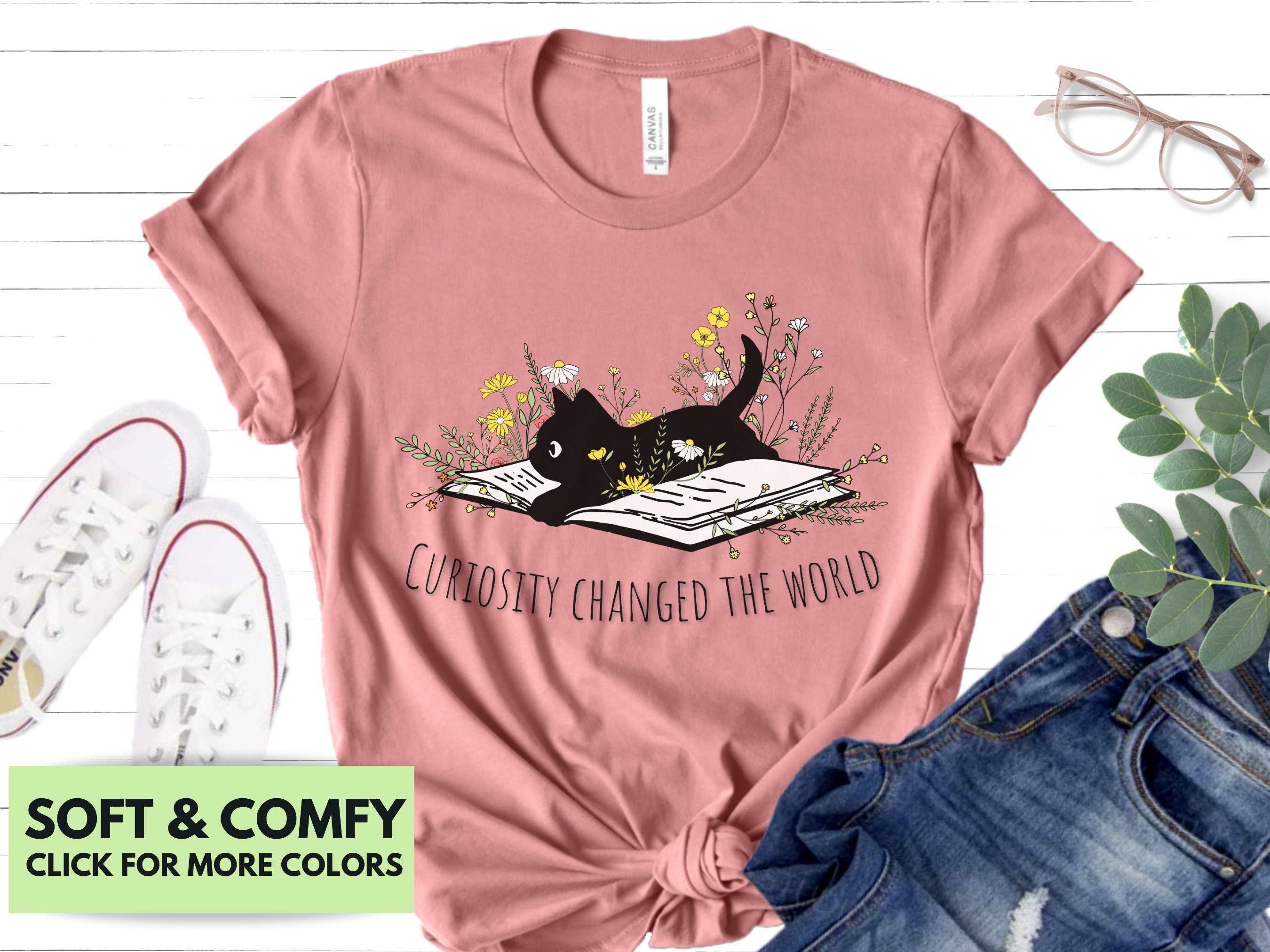 Cat Book Shirt for Women Cat and Book Lover T Shirt for Etsy