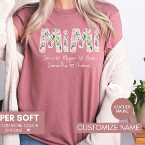 Custom Floral Mimi Shirt For Grandma, Mothers Day Gift For Mimi, Mimi Shirt For Birthday, Personalized Grandkids Names For Mimi Tee, Grandma