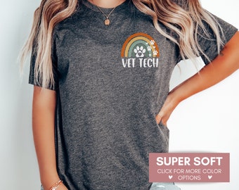 Vet Tech Rainbow Shirt For Veterinarian, Vet Tech Gift, Cute Retro Vet Shirt, Vet Student Tshirt For Birthday Gift, Vet School Shirt Gift